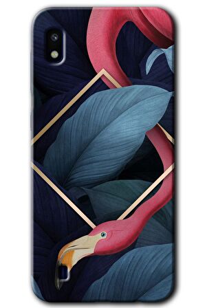 Galaxy A10 Kılıf HD Desen Baskılı Arka Kapak - Flamingo Yaprak 