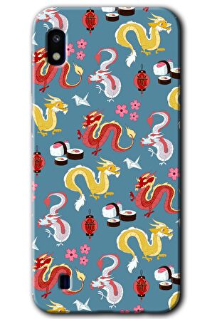 Galaxy A10 Kılıf HD Desen Baskılı Arka Kapak - Funky Dragon 