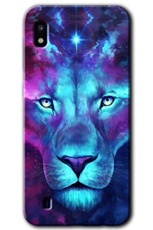 Galaxy A10 Kılıf HD Desen Baskılı Arka Kapak - Neon Lion 