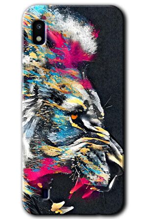 Galaxy A10 Kılıf HD Desen Baskılı Arka Kapak - Colorfull Aslan 
