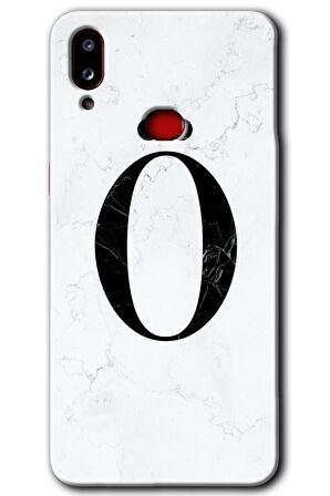 Galaxy A10s Kılıf HD Desen Baskılı Arka Kapak - Beyaz Mermer Desenli Ö Harfi 