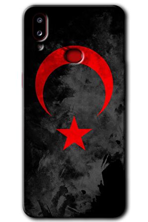 Galaxy A10s Kılıf HD Desen Baskılı Arka Kapak - Black Ayyıldız 