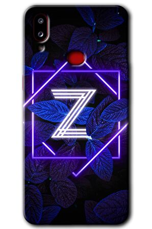 Galaxy A10s Kılıf HD Desen Baskılı Arka Kapak - Dark Neon Yaprak Z Harfi 
