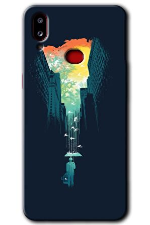 Galaxy A10s Kılıf HD Desen Baskılı Arka Kapak - City Bird Sky 