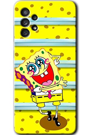 Galaxy A13 Kılıf HD Desen Baskılı Arka Kapak - Aşık Sünger Bob 