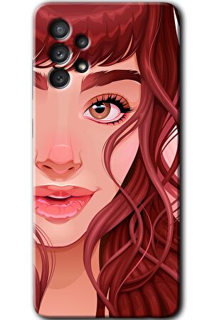 Galaxy A13 Kılıf HD Desen Baskılı Arka Kapak - Kızıl Kız 