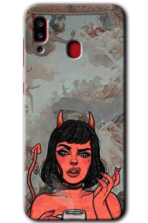 Galaxy A20 Kılıf HD Desen Baskılı Arka Kapak - Devil Girl 