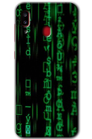 Galaxy A20 Kılıf HD Desen Baskılı Arka Kapak - Matrix 