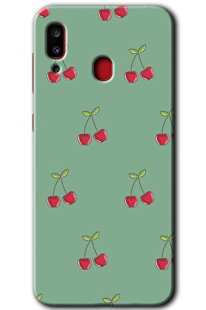Galaxy A20 Kılıf HD Desen Baskılı Arka Kapak - Kiraz Berry 