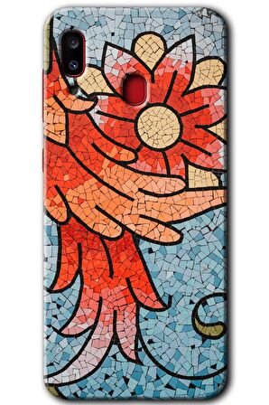 Galaxy A20 Kılıf HD Desen Baskılı Arka Kapak - Mozaik Çiçek 