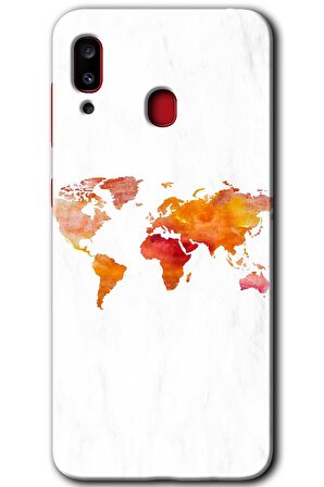 Galaxy A20 Kılıf HD Desen Baskılı Arka Kapak - Dünya Haritası 