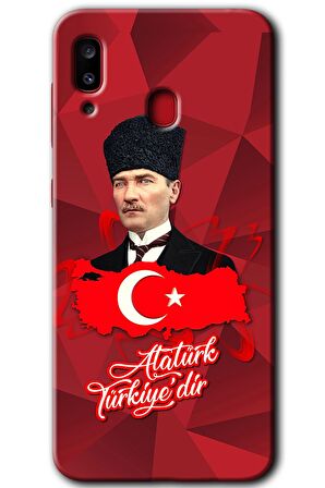 Galaxy A20 Kılıf HD Desen Baskılı Arka Kapak - Atatürkiye 