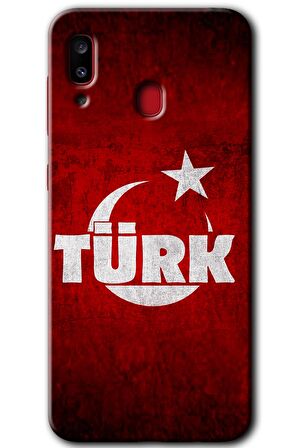 Galaxy A20 Kılıf HD Desen Baskılı Arka Kapak - Ayyıldız Türk 