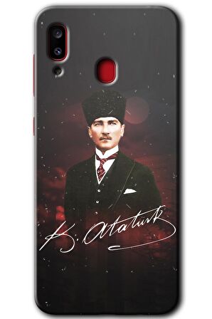 Galaxy A20 Kılıf HD Desen Baskılı Arka Kapak - Kemal Atatürk 
