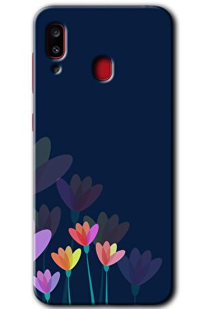 Galaxy A20 Kılıf HD Desen Baskılı Arka Kapak - Çizim Çiçekleri 