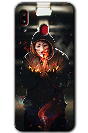 Galaxy A20 Kılıf HD Desen Baskılı Arka Kapak - V for Fire 