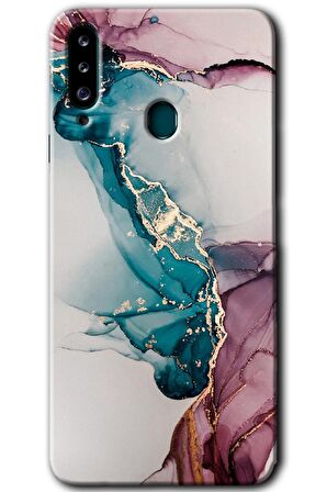 Galaxy A20s Kılıf HD Desen Baskılı Arka Kapak - Liquid Mermer 