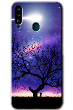 Galaxy A20s Kılıf HD Desen Baskılı Arka Kapak - Uzay Silüet 