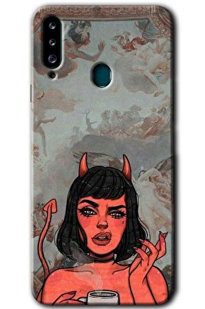 Galaxy A20s Kılıf HD Desen Baskılı Arka Kapak - Devil Girl 