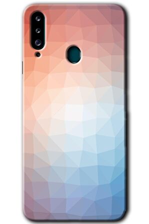 Galaxy A20s Kılıf HD Desen Baskılı Arka Kapak - Polygon Graident 3 