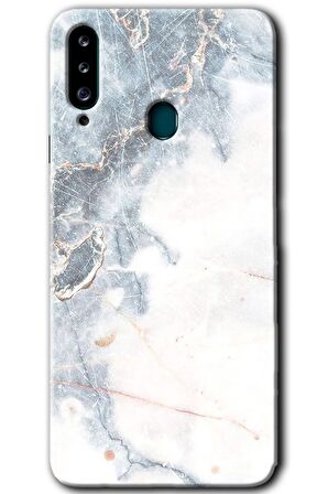 Galaxy A20s Kılıf HD Desen Baskılı Arka Kapak - White Marble 