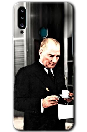 Galaxy A20s Kılıf HD Desen Baskılı Arka Kapak - Atatürk Türk Kahvesi 