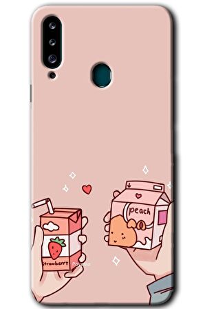 Galaxy A20s Kılıf HD Desen Baskılı Arka Kapak - Meyveli Süt 
