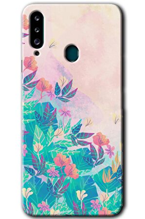 Galaxy A20s Kılıf HD Desen Baskılı Arka Kapak - Çizim Yapraklar 