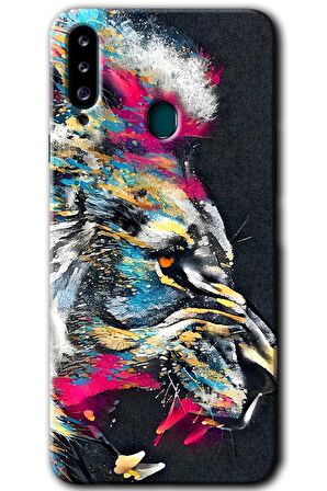 Galaxy A20s Kılıf HD Desen Baskılı Arka Kapak - Colorfull Aslan 