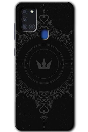 Galaxy A21s Kılıf HD Desen Baskılı Arka Kapak - Siyah Mandala 1 