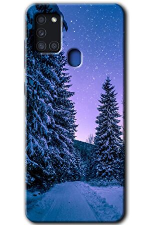 Galaxy A21s Kılıf HD Desen Baskılı Arka Kapak - Kış Manzarası 