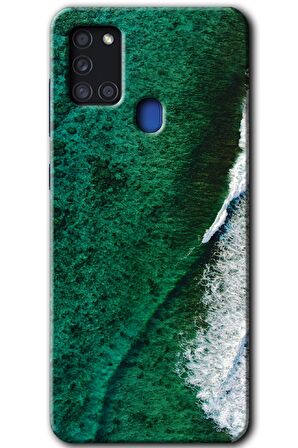 Galaxy A21s Kılıf HD Desen Baskılı Arka Kapak - Yeşil Okyanus 