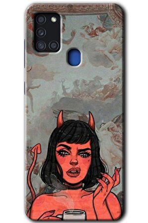 Galaxy A21s Kılıf HD Desen Baskılı Arka Kapak - Devil Girl 