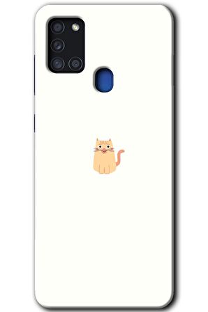 Galaxy A21s Kılıf HD Desen Baskılı Arka Kapak - Cat Minimalism 
