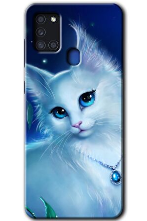 Galaxy A21s Kılıf HD Desen Baskılı Arka Kapak - Cat Glance 