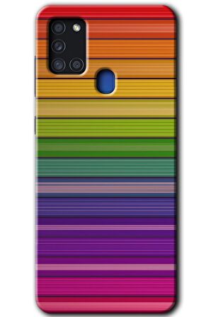 Galaxy A21s Kılıf HD Desen Baskılı Arka Kapak - Colorful Lines 