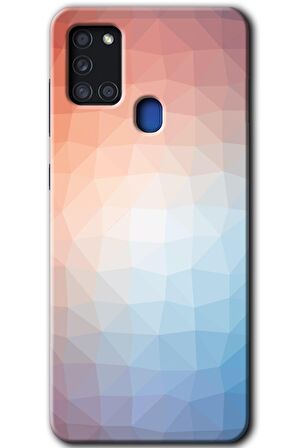 Galaxy A21s Kılıf HD Desen Baskılı Arka Kapak - Polygon Graident 3 