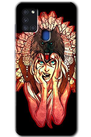 Galaxy A21s Kılıf HD Desen Baskılı Arka Kapak - Kurt Kız 