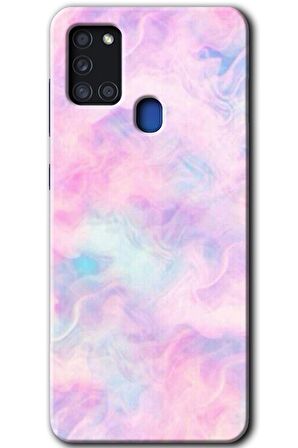 Galaxy A21s Kılıf HD Desen Baskılı Arka Kapak - Pembe-Duman 
