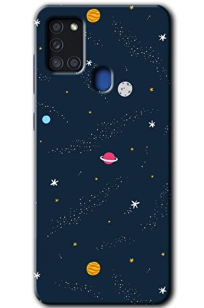 Galaxy A21s Kılıf HD Desen Baskılı Arka Kapak - Çizim Gezegen 