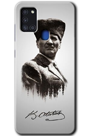 Galaxy A21s Kılıf HD Desen Baskılı Arka Kapak - Mustafa Kemal Atatürk 