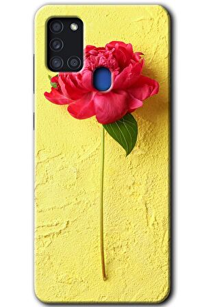 Galaxy A21s Kılıf HD Desen Baskılı Arka Kapak - Kırmızı Gül 