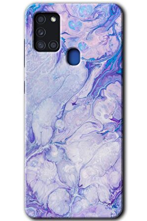 Galaxy A21s Kılıf HD Desen Baskılı Arka Kapak - Spots Lilac 