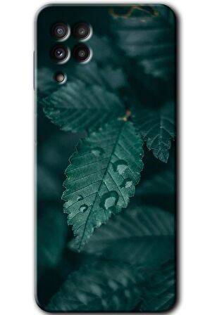 Galaxy A22 Kılıf HD Desen Baskılı Arka Kapak - Yağmurlu Yaprak 