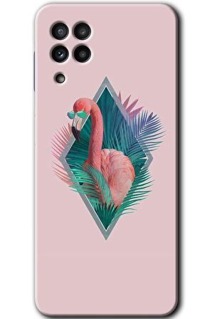 Galaxy A22 Kılıf HD Desen Baskılı Arka Kapak - Flamingo 