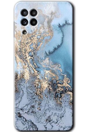 Galaxy A22 Kılıf HD Desen Baskılı Arka Kapak - Eski Mermer 