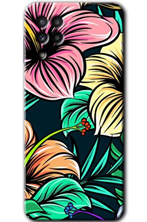 Galaxy A22 Kılıf HD Desen Baskılı Arka Kapak - Çizim Çiçekler 