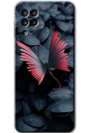 Galaxy A22 Kılıf HD Desen Baskılı Arka Kapak - Dark Butterfly 