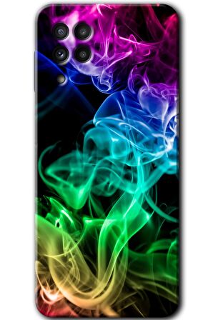 Galaxy A22 Kılıf HD Desen Baskılı Arka Kapak - Smoke Colorful 