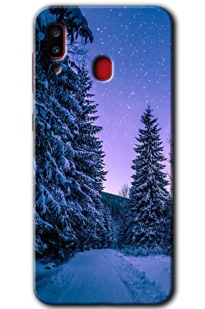 Galaxy A30 Kılıf HD Desen Baskılı Arka Kapak - Kış Manzarası 